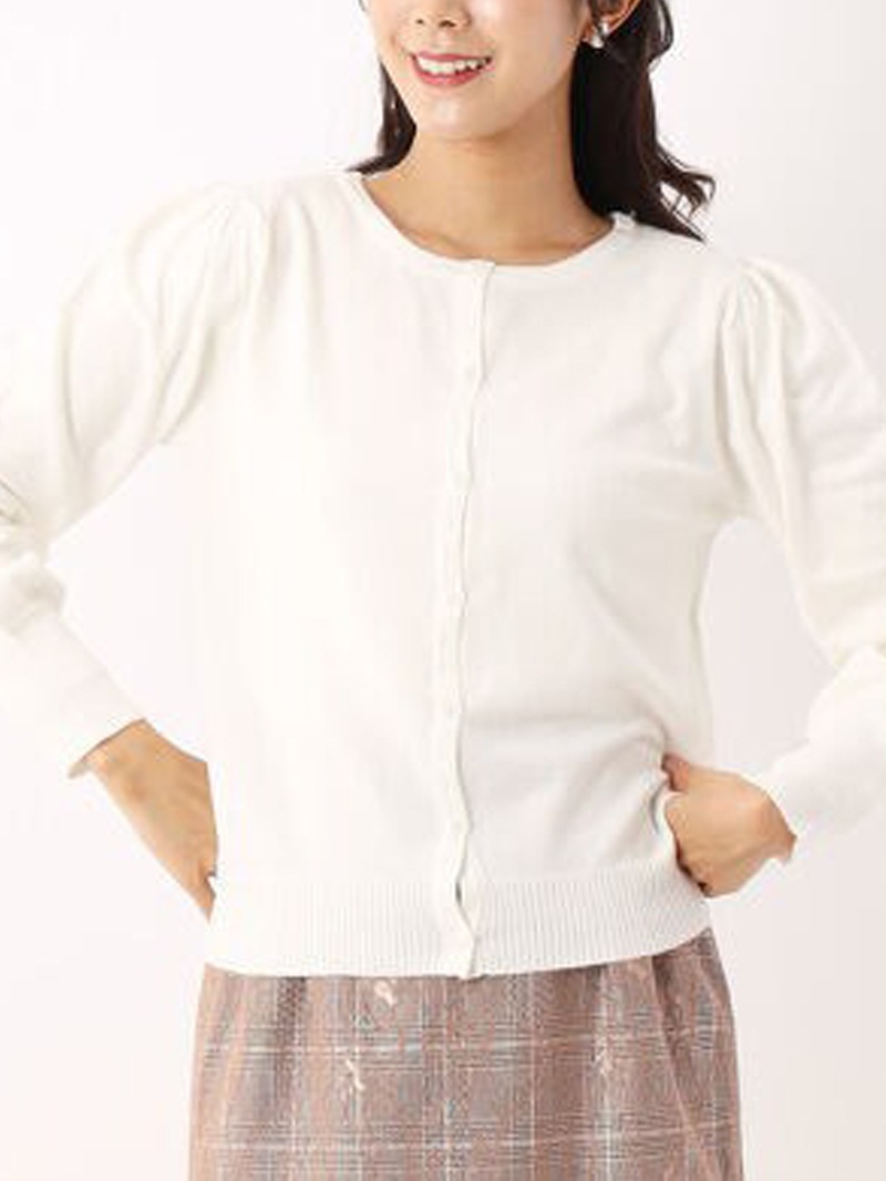 【60％OFF】袖ギャザーカーデ