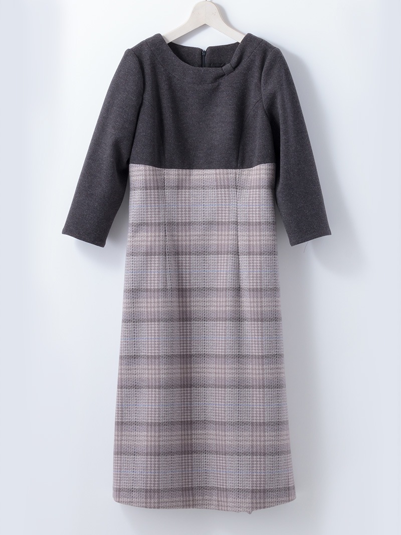１１０丈チェックドッキングワンピース