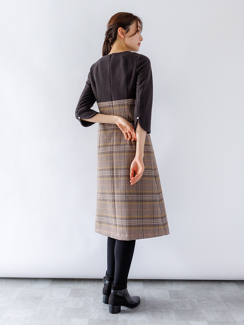 １１０丈チェックドッキングワンピース