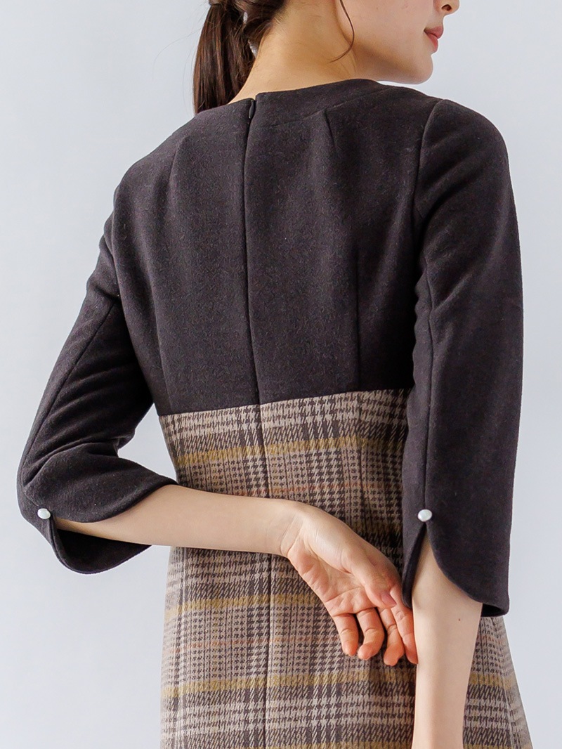 １１０丈チェックドッキングワンピース