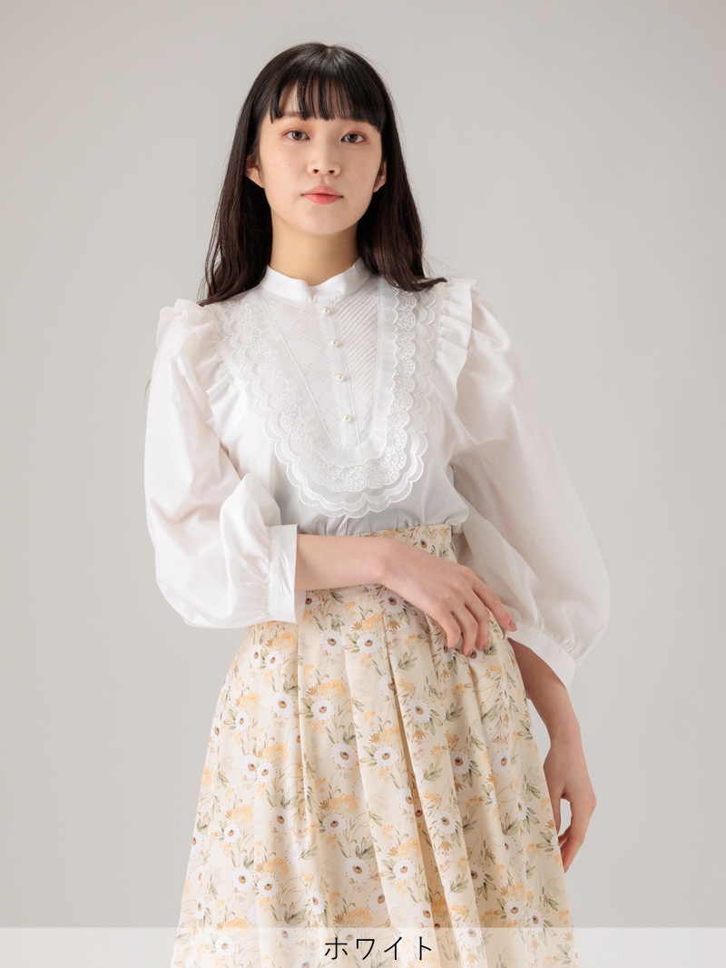 立衿ビブディティール付ビッグスリーブブラウス｜KarLParkLane Style
