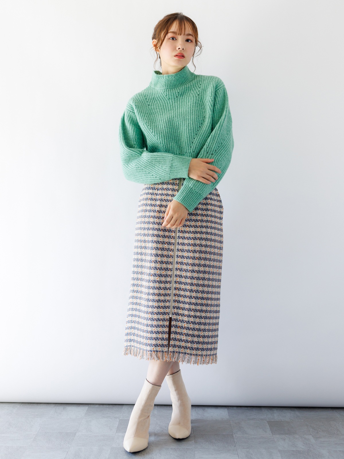 【4,500円均一】ツイードロングタイトスカート