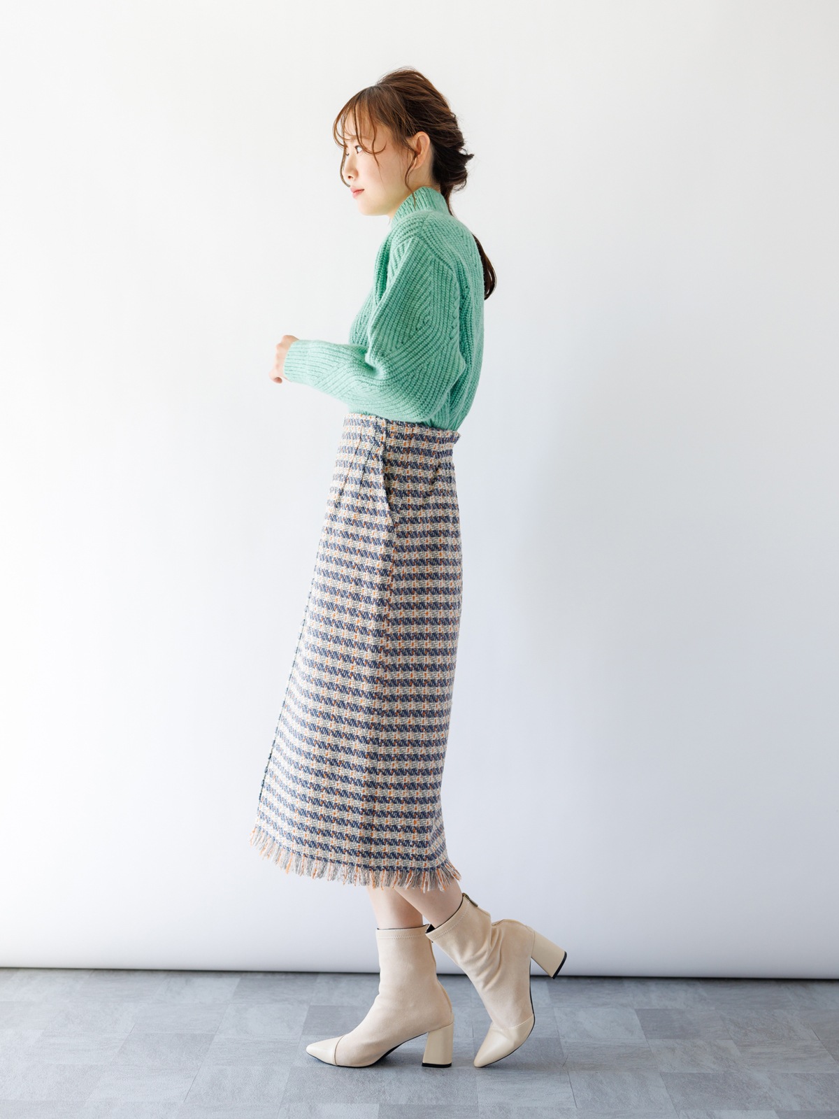 【4,500円均一】ツイードロングタイトスカート