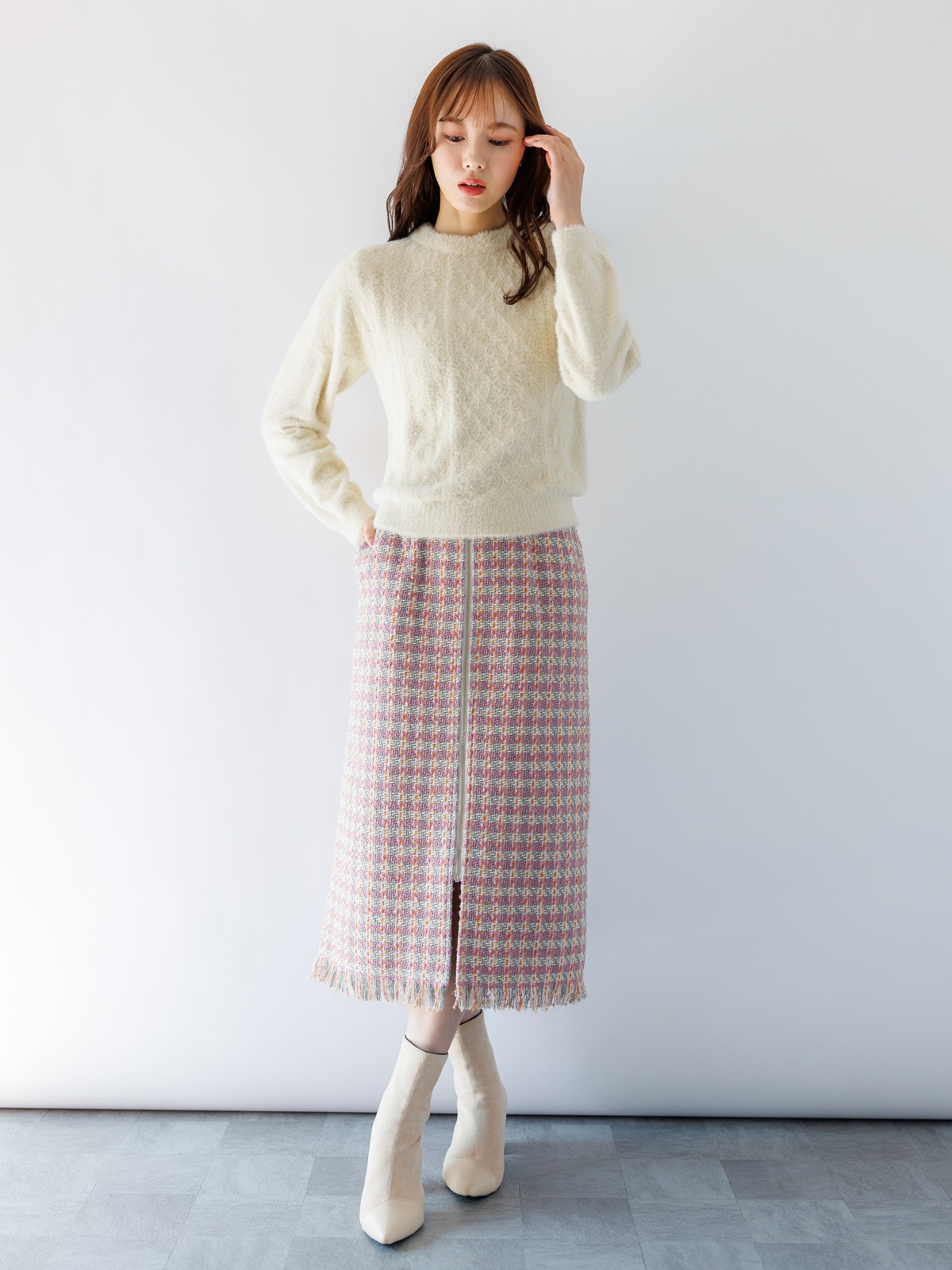 【4,500円均一】ツイードロングタイトスカート