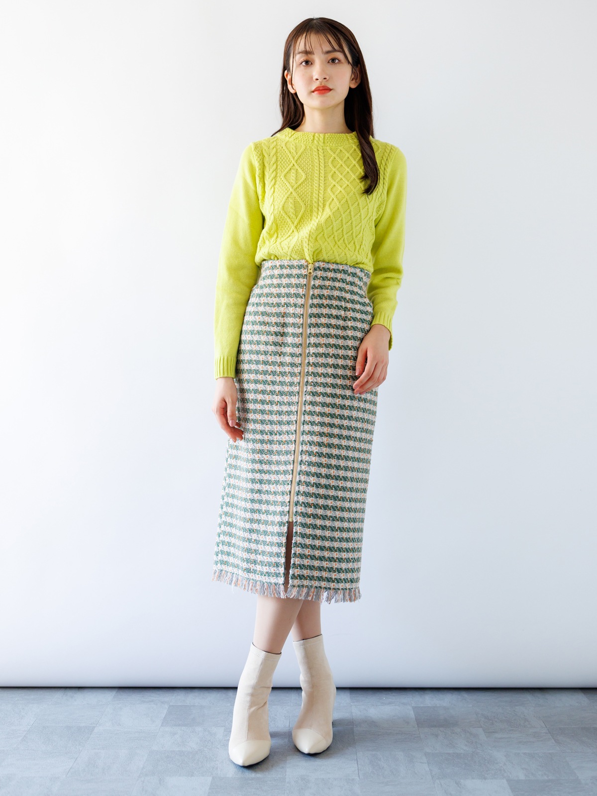 【4,500円均一】ツイードロングタイトスカート