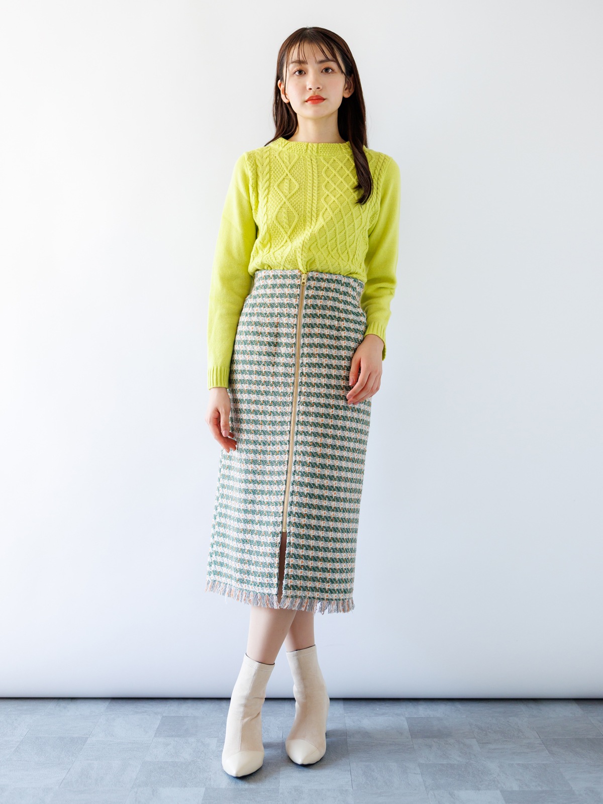 【4,500円均一】ツイードロングタイトスカート