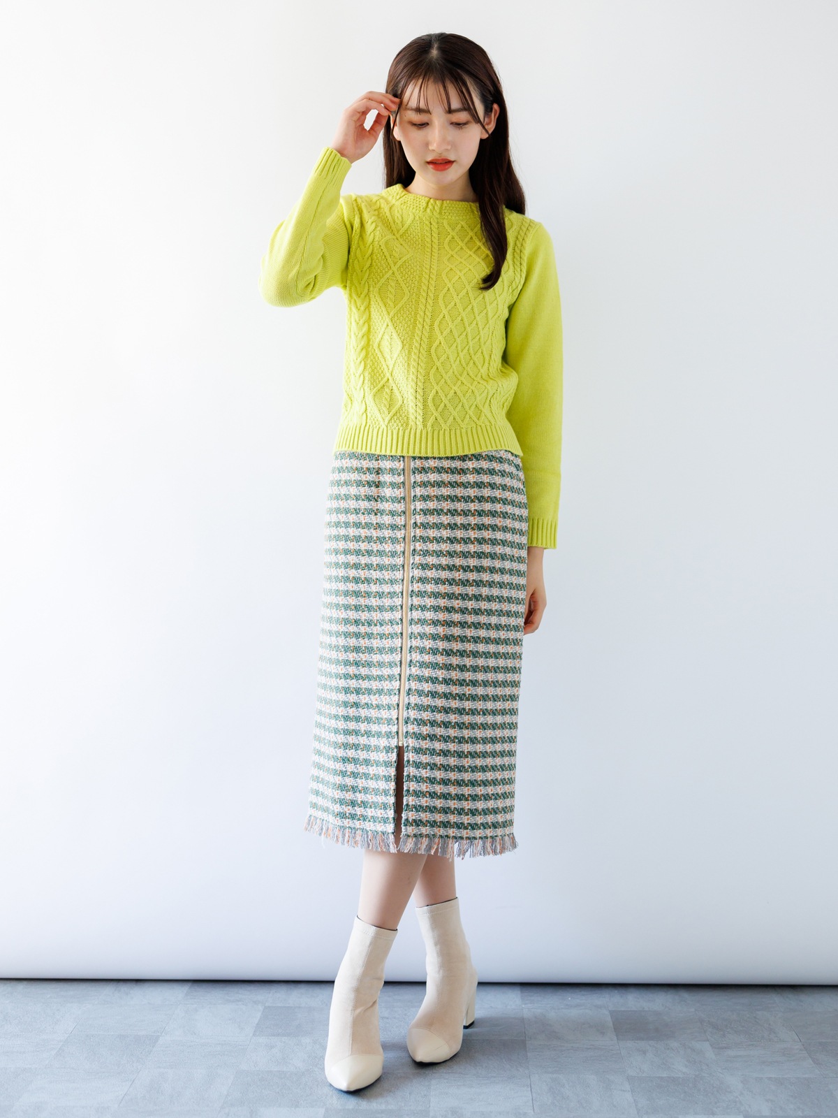 【4,500円均一】ツイードロングタイトスカート