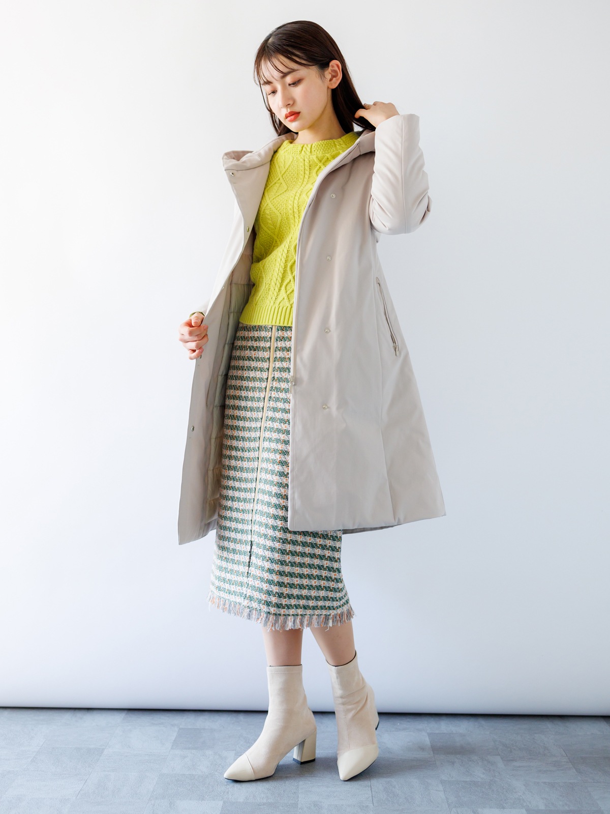 【4,500円均一】ツイードロングタイトスカート