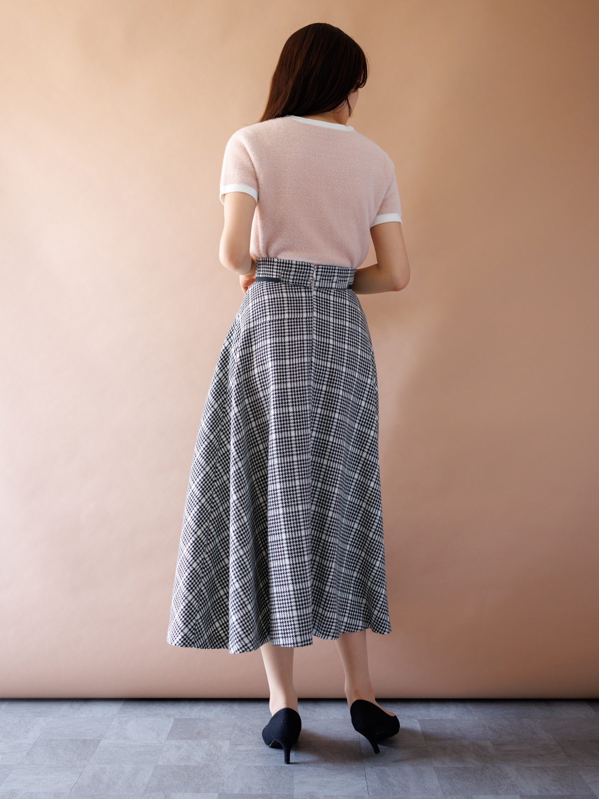 【40%OFF】ラメ格子フレアースカート