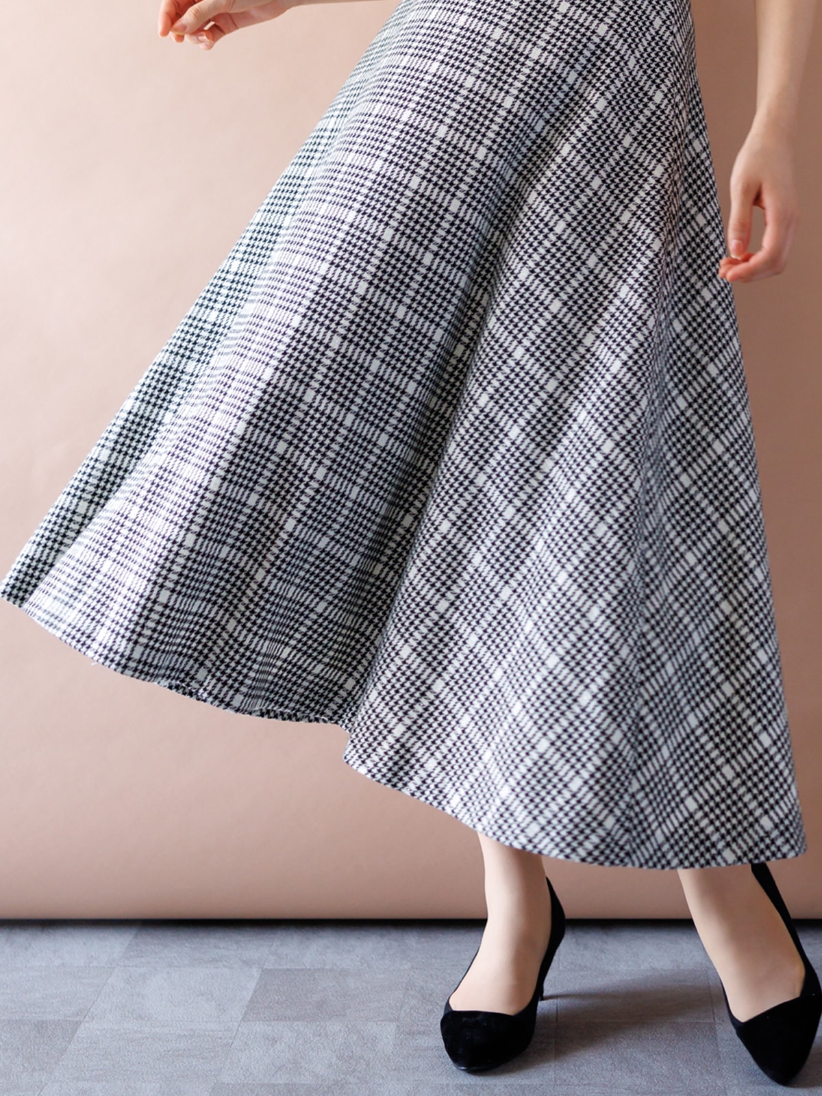 【40%OFF】ラメ格子フレアースカート