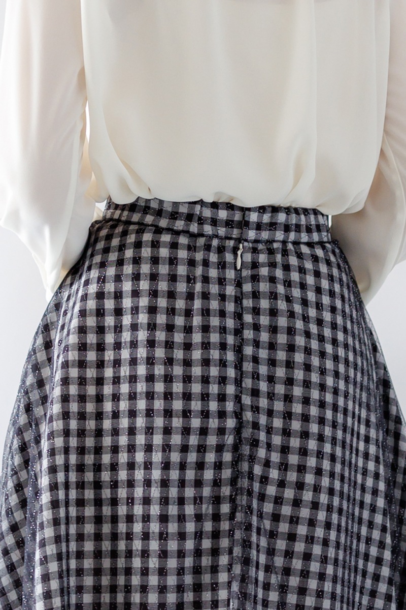 ギンガム×ラメチュールフレアースカー