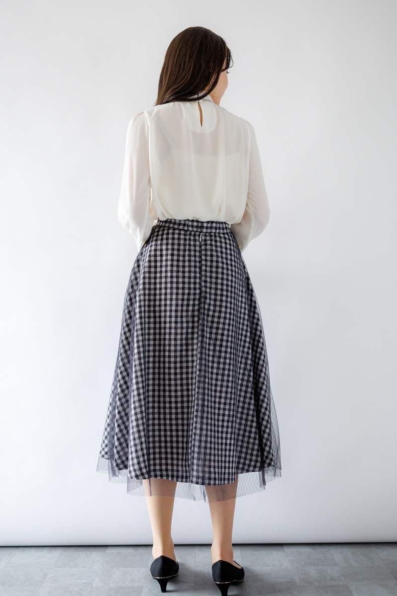 ギンガム×ラメチュールフレアースカー