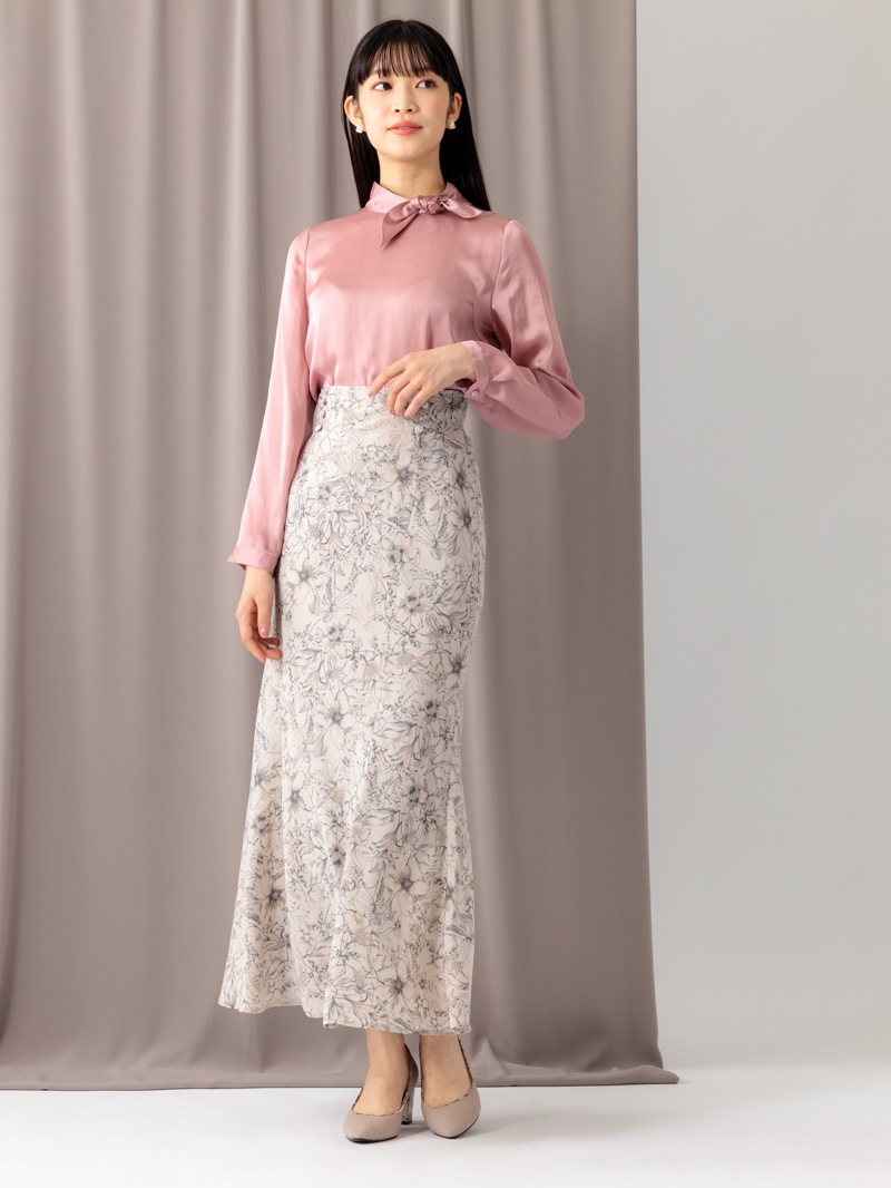 【均一価格】花柄プリントバイヤスマーメイドスカート＜春夏物アウトレット＞