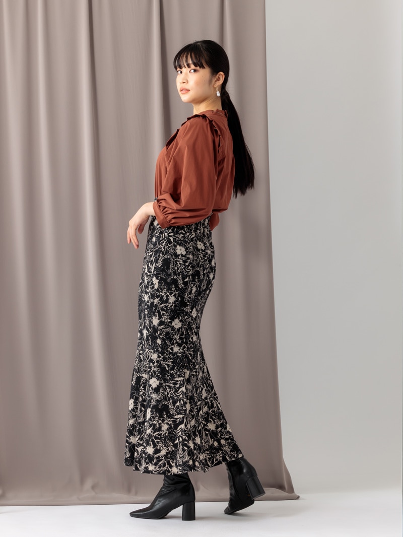 【均一価格】花柄プリントバイヤスマーメイドスカート＜春夏物アウトレット＞