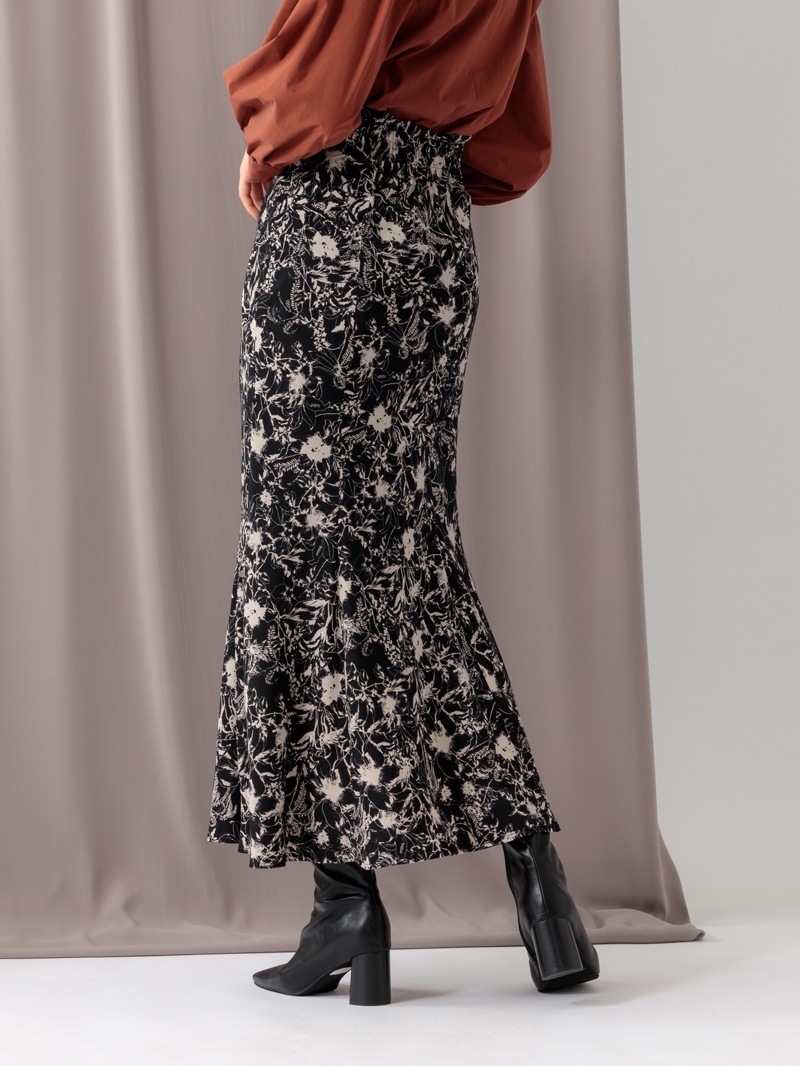 【均一価格】花柄プリントバイヤスマーメイドスカート＜春夏物アウトレット＞