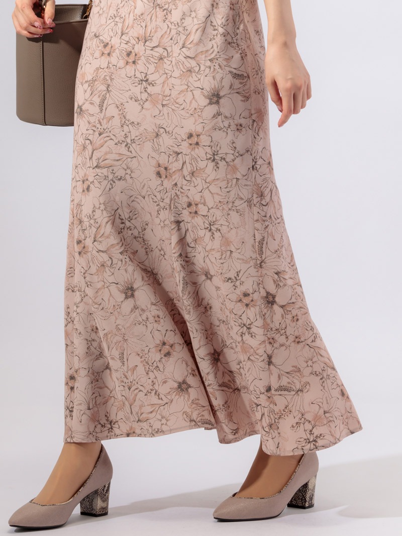 【均一価格】花柄プリントバイヤスマーメイドスカート＜春夏物アウトレット＞