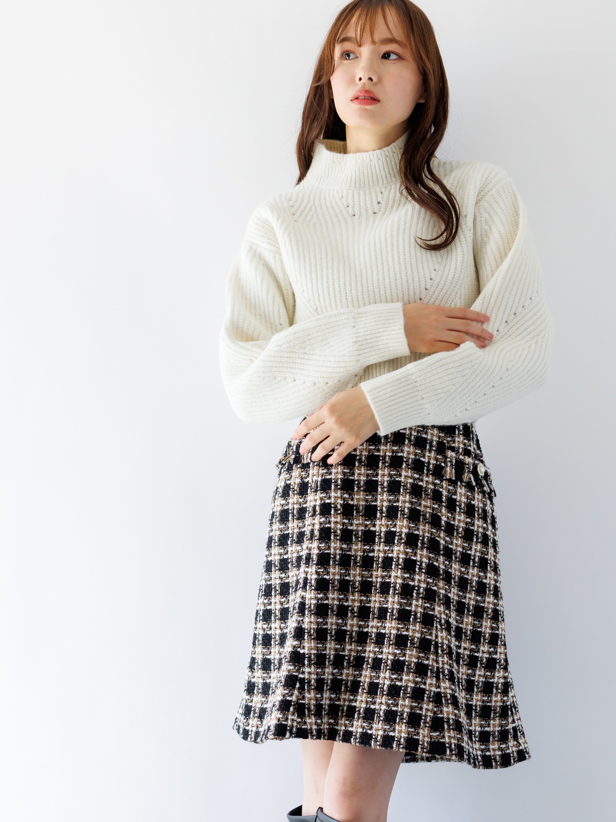 【50%OFF】ツイードAラインスカート