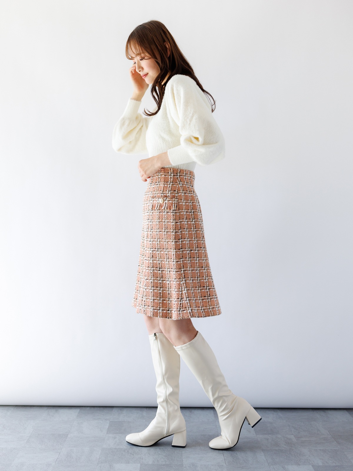 【50%OFF】ツイードAラインスカート