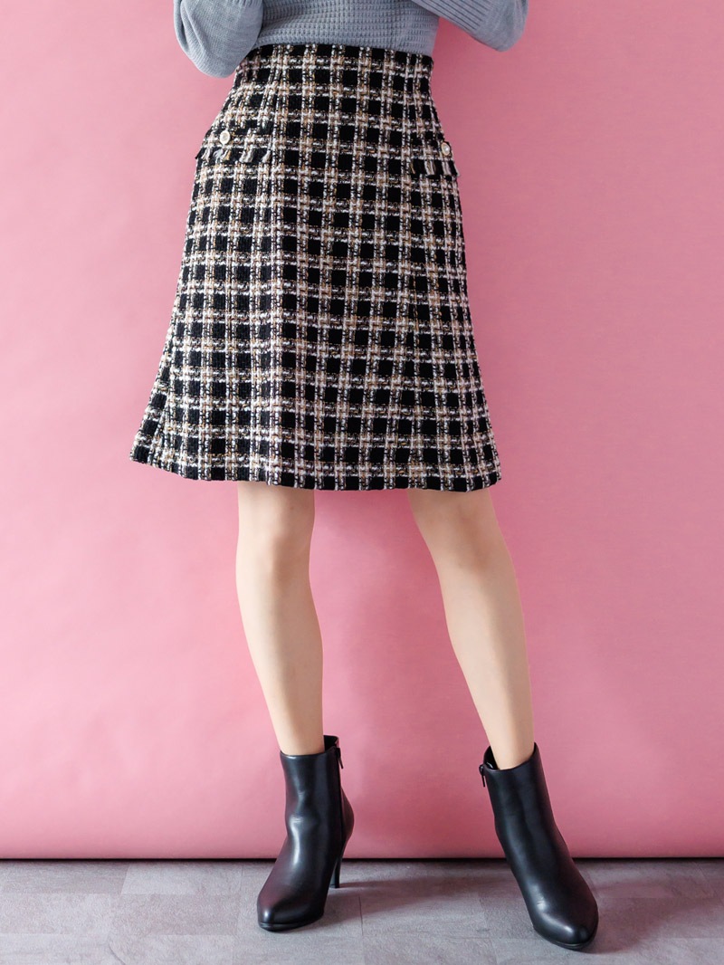 【50%OFF】ツイードAラインスカート