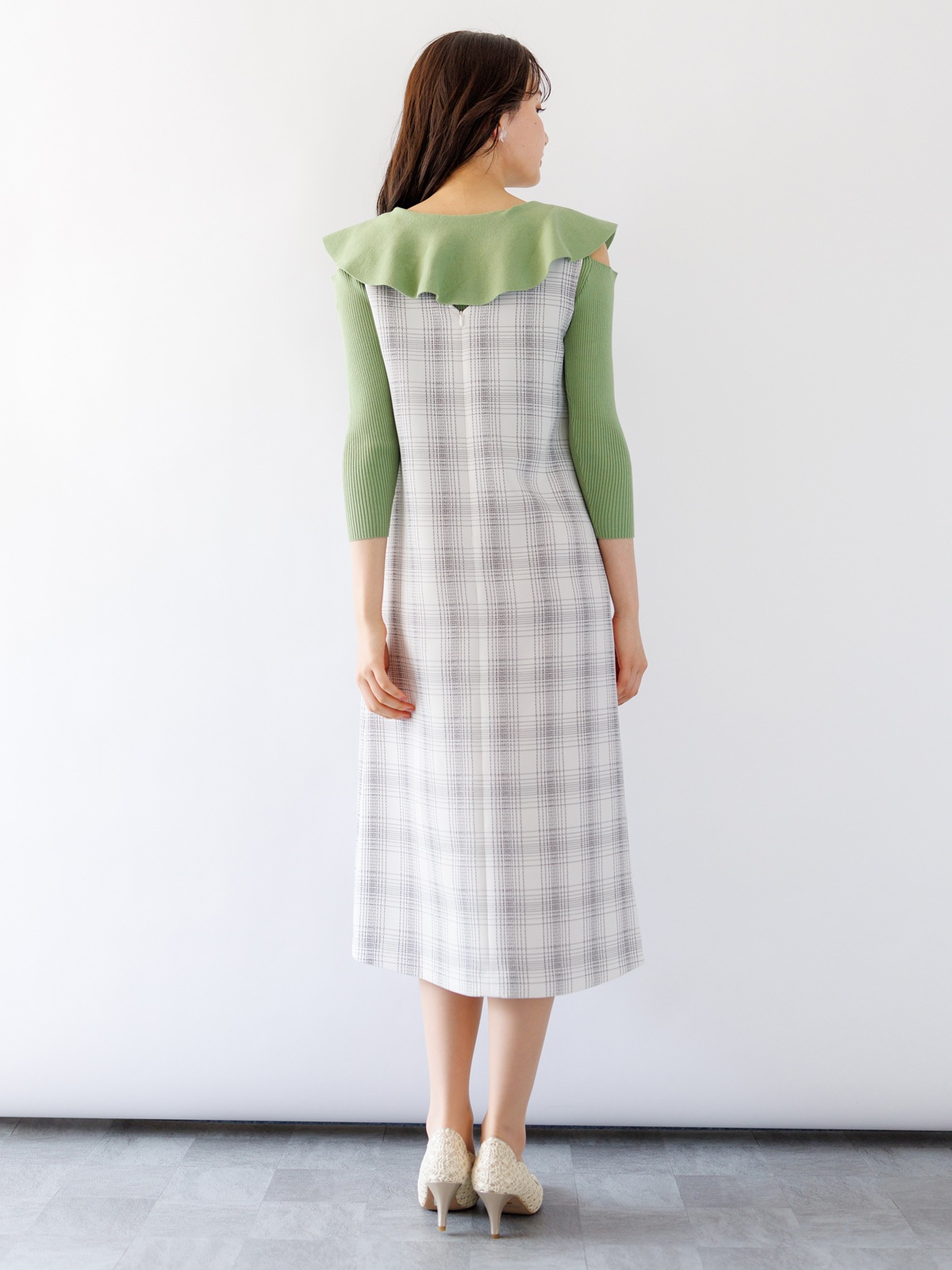 ステッチチェックフロントスリットVあきジャンドレ