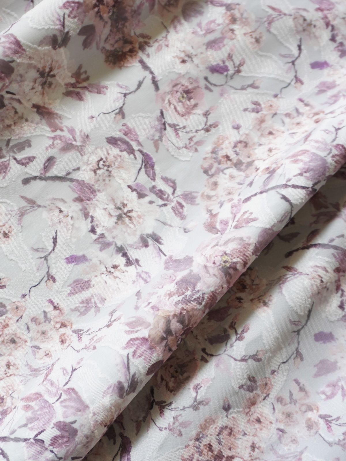 カットジャガード×プリントタックワンピース