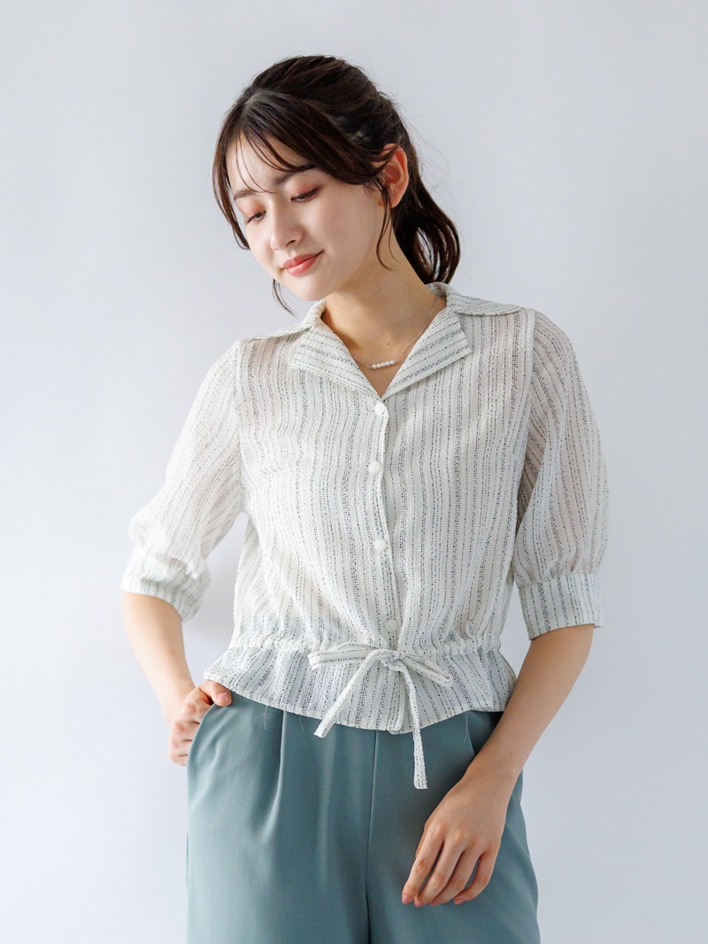 50%OFF】ドットストライプ ドロストブラウス｜KarLParkLane