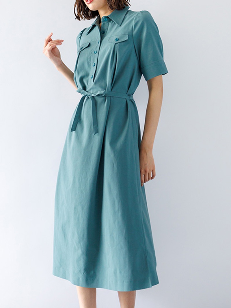 RECストレッチシャツワンピース