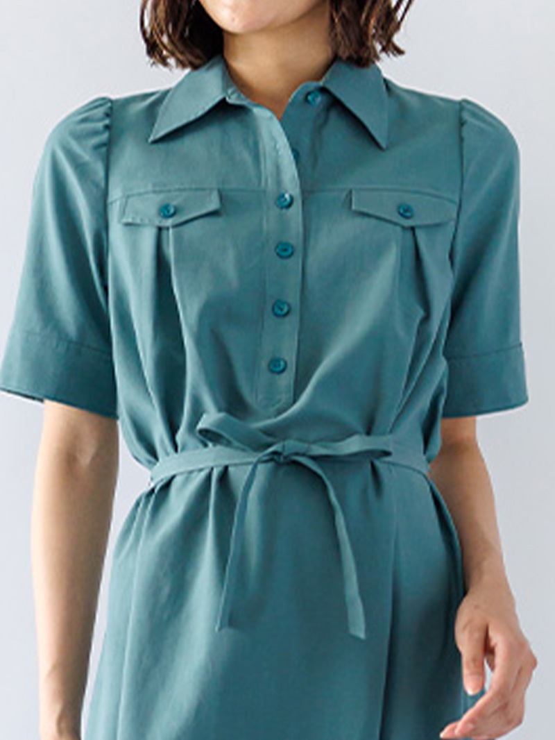 RECストレッチシャツワンピース