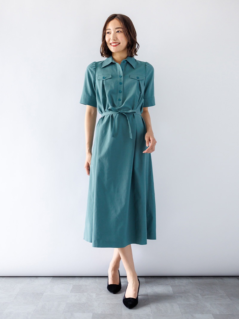 RECストレッチシャツワンピース