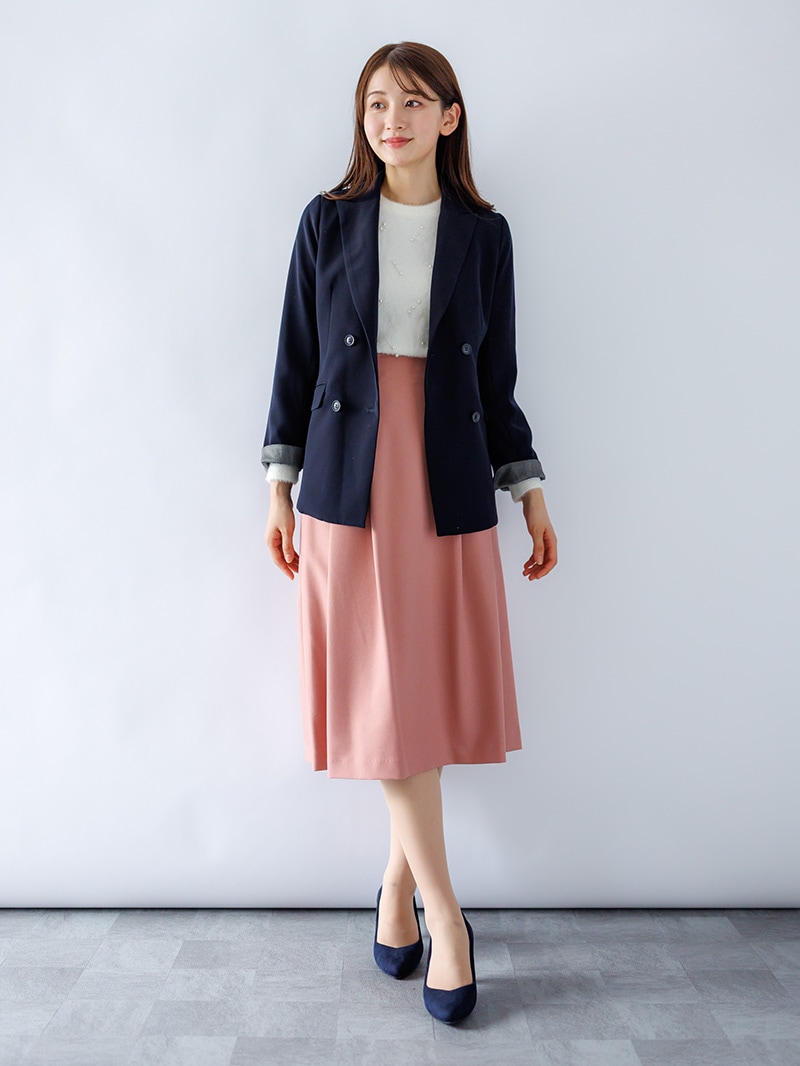 ﾐﾝｸﾗｲｸﾌｧｰ ﾊﾟｰﾙ×柄丸首ﾆｯﾄ＜アウトレット均一価格＞