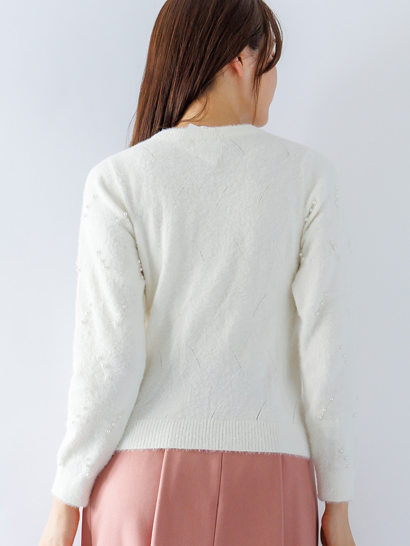 カールパークレーン（Karl Park Lane）/ミンクライクファー パール×柄丸首ニット ﾐﾝｸﾗｲｸﾌｧｰ ﾊﾟｰﾙ×柄丸首ﾆｯﾄ＜アウトレット均一価格＞｜KarLParkLane