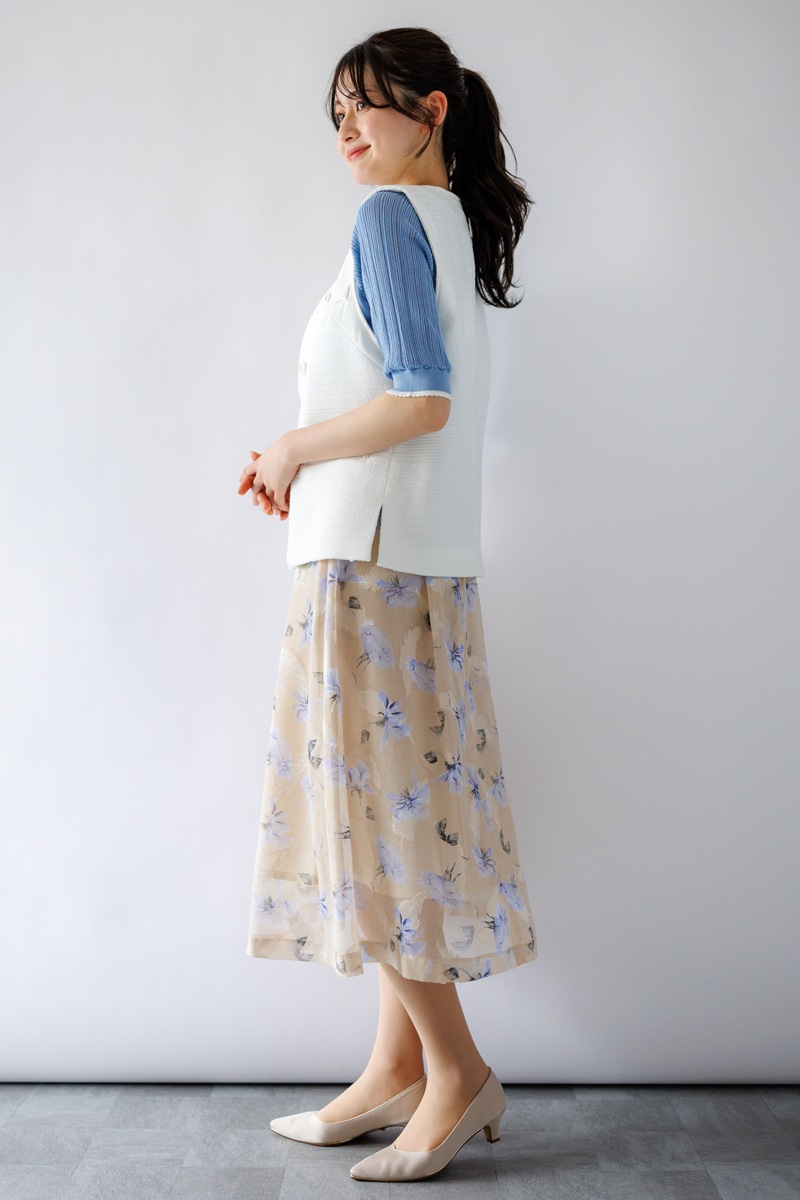 ファンシーツィード ショート丈ジレ