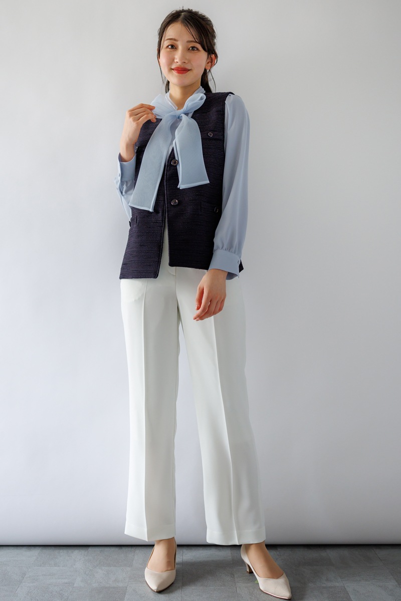 ファンシーツィード ショート丈ジレ