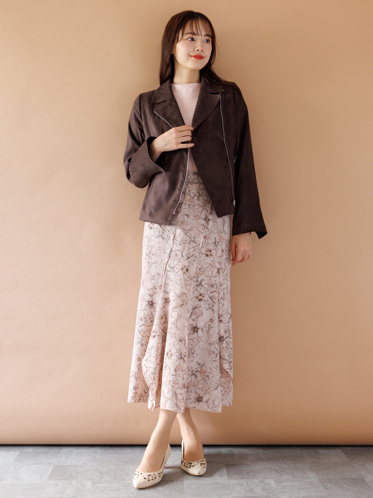 【50%OFF】花柄切替マーメイドスカート