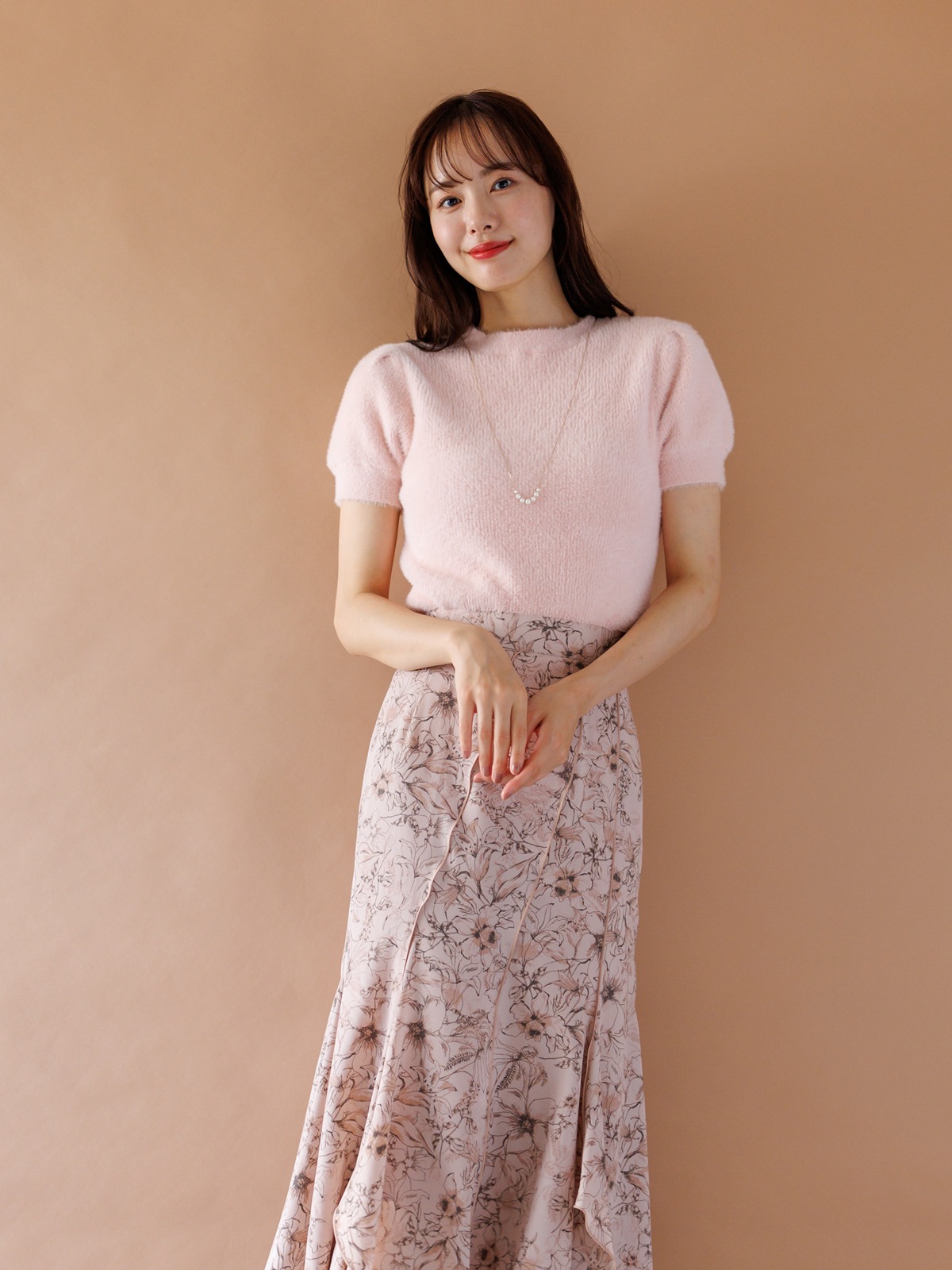 【50%OFF】花柄切替マーメイドスカート