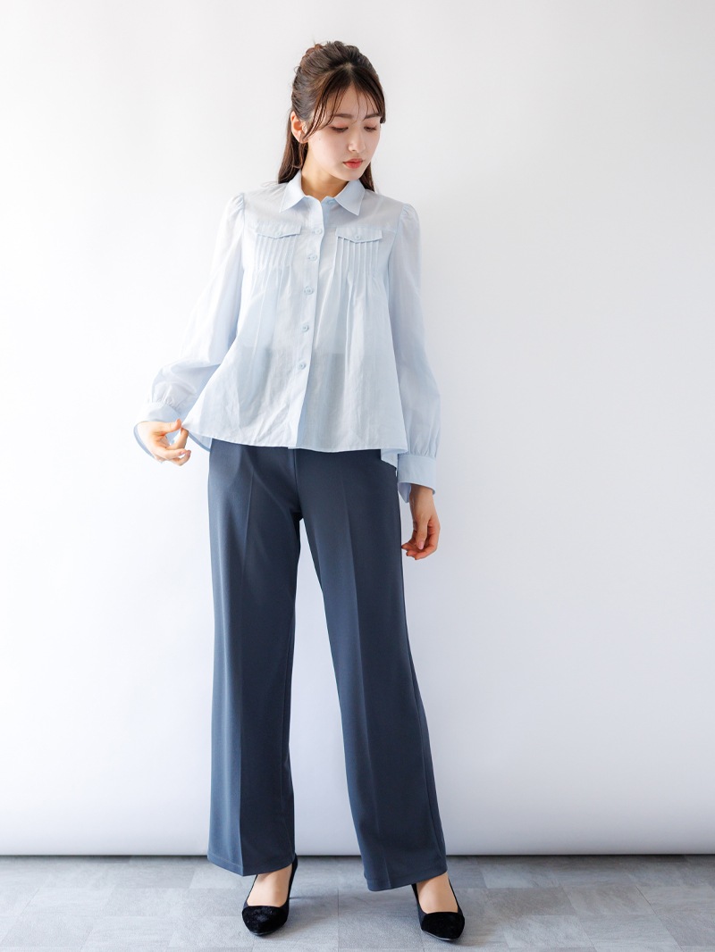 綿和紙ボイルピンタックシャツ