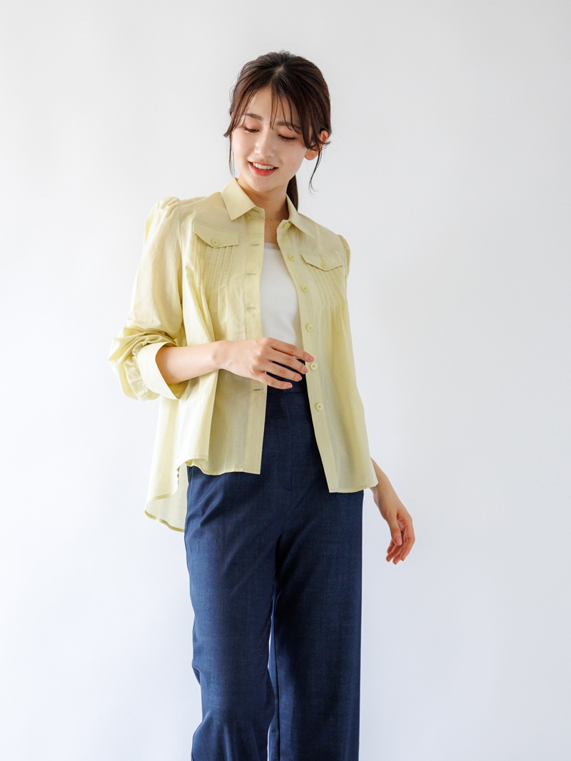 綿和紙ボイルピンタックシャツ