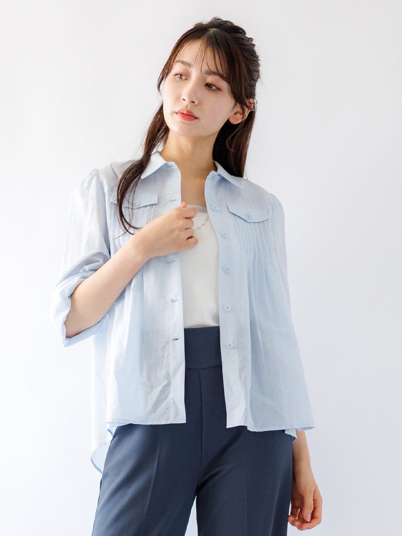 綿和紙ボイルピンタックシャツ