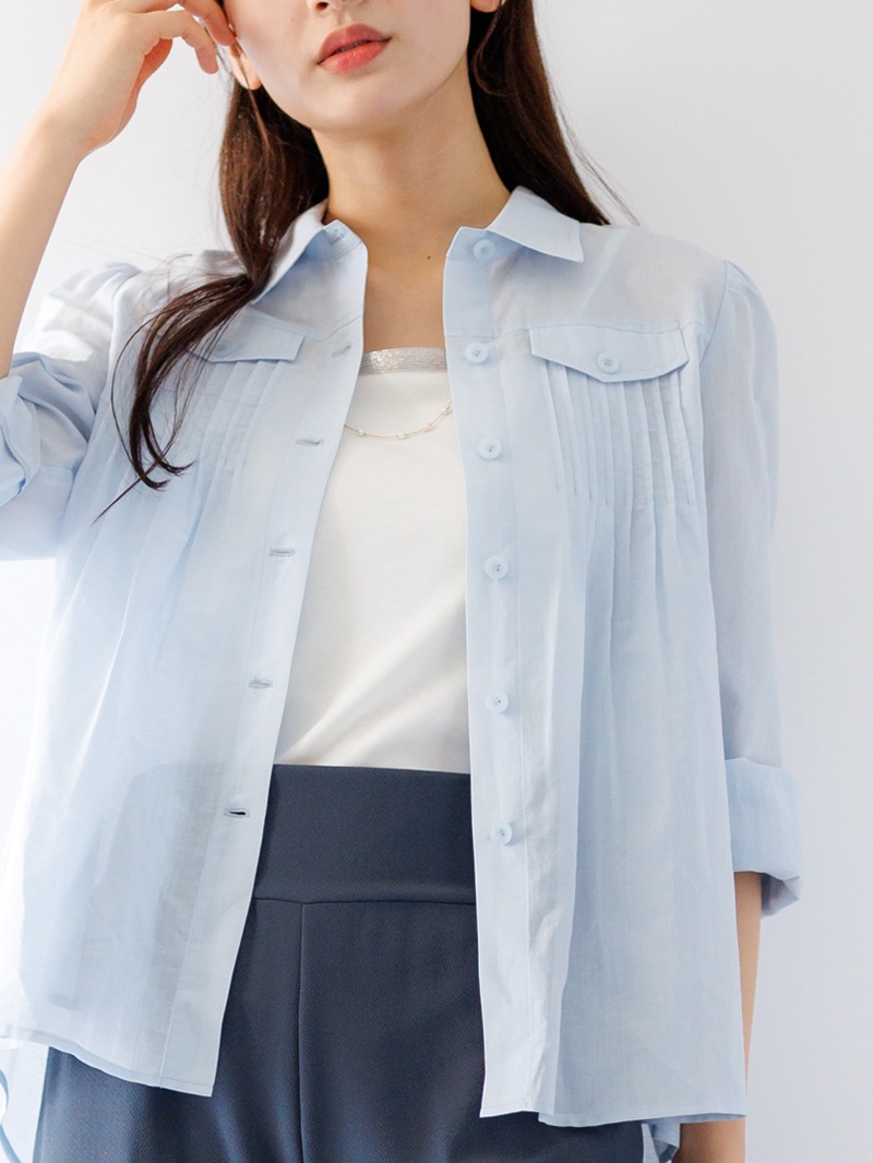 綿和紙ボイルピンタックシャツ