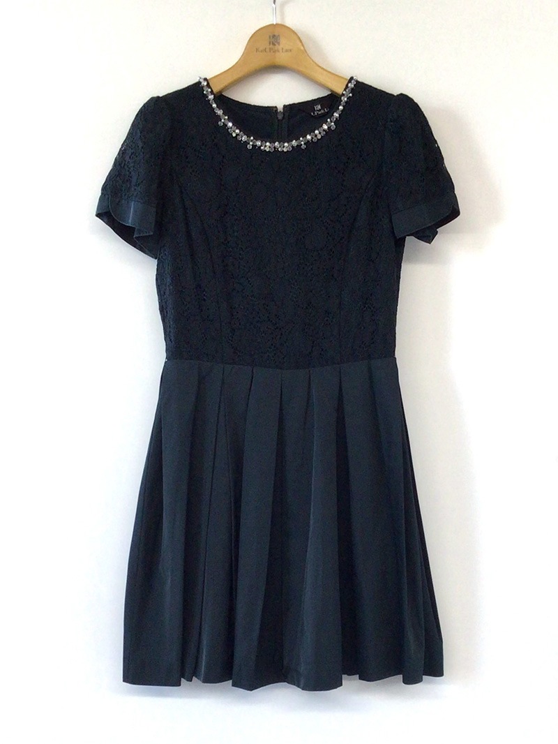 レース×無地ビジュ付８５丈ワンピ