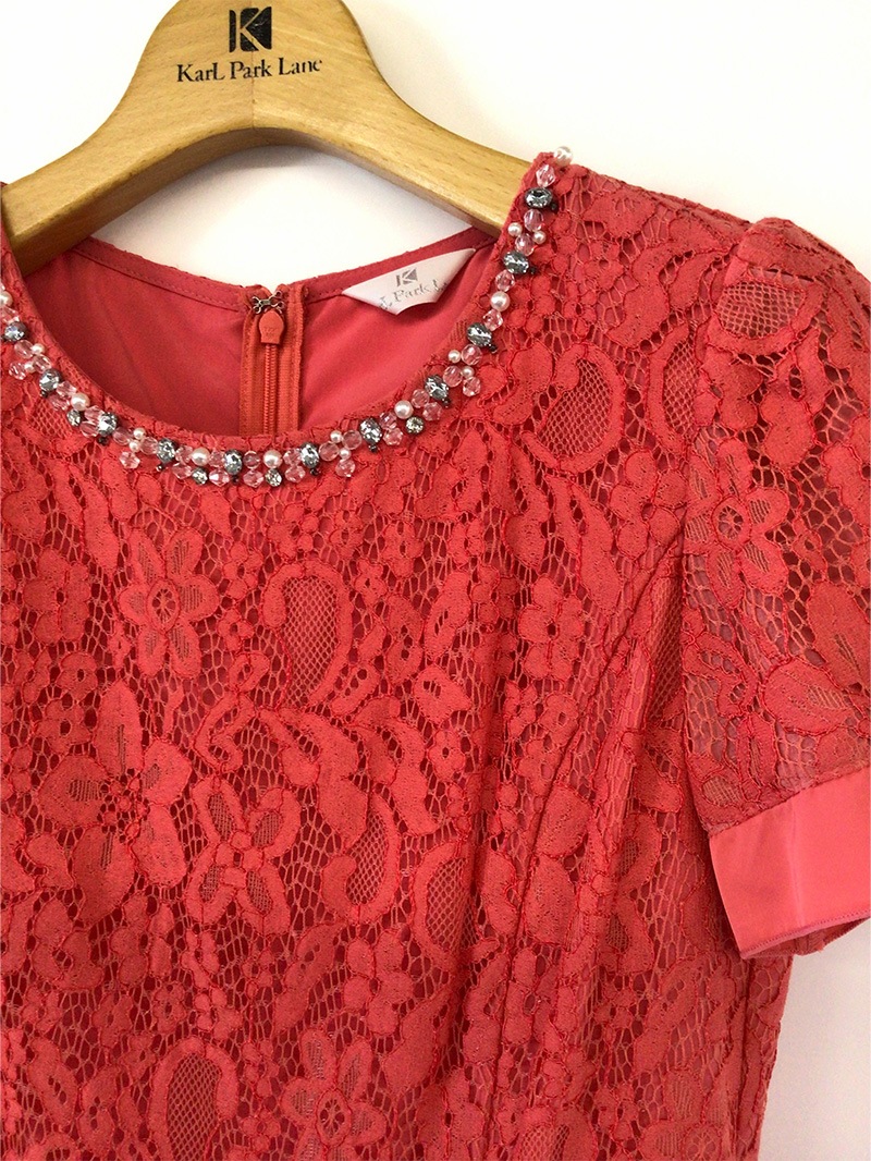 レース×無地ビジュ付８５丈ワンピ