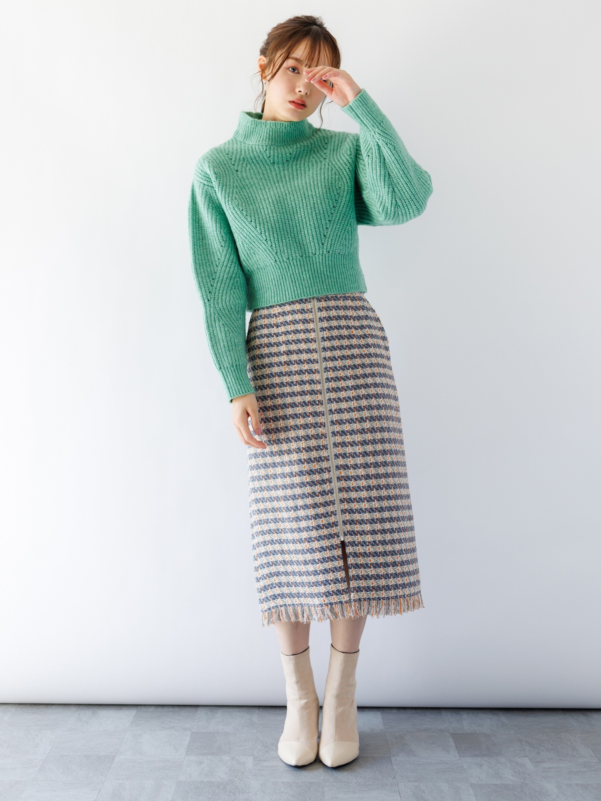 5Gなみ柄ハイネックニット＜アウトレット均一価格＞