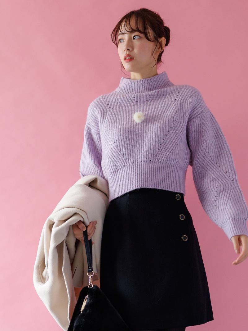 5Gなみ柄ハイネックニット＜アウトレット均一価格＞