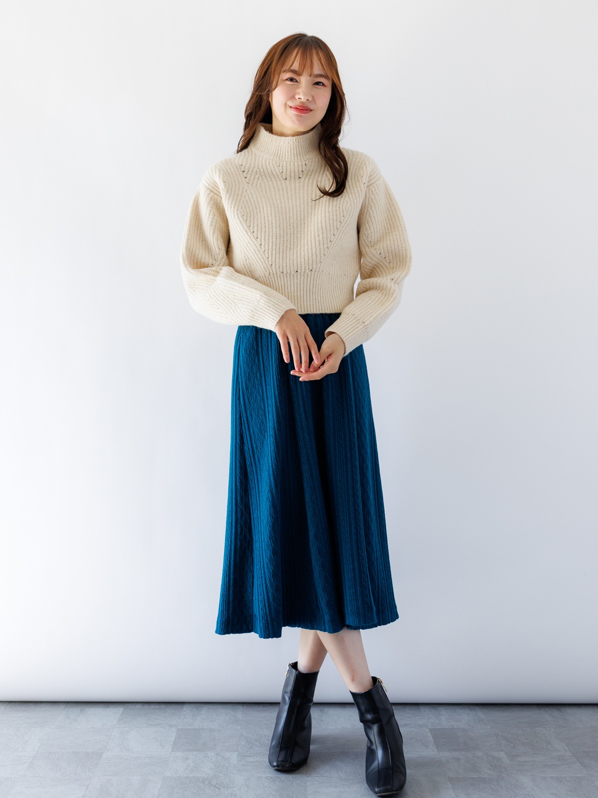 5Gなみ柄ハイネックニット＜アウトレット均一価格＞