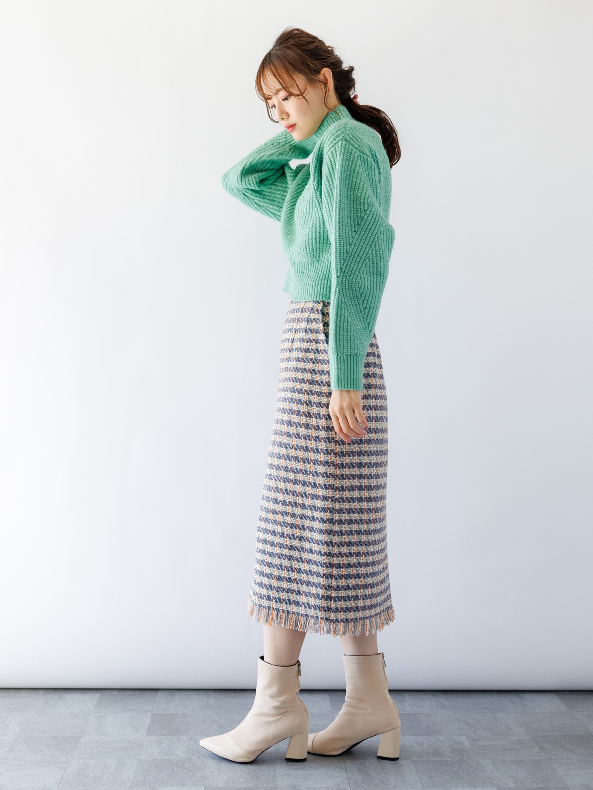 5Gなみ柄ハイネックニット＜アウトレット均一価格＞