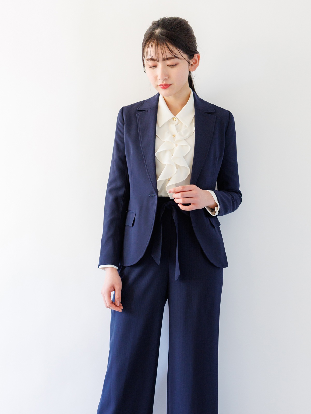 ソリビアストライプロングテーラージャケット