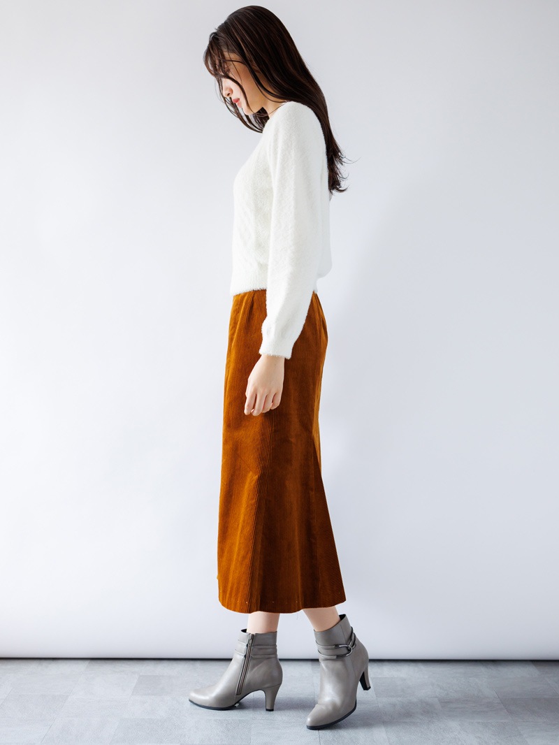 ミンクライクファー立衿ケーブル柄ニット＜アウトレット均一価格＞