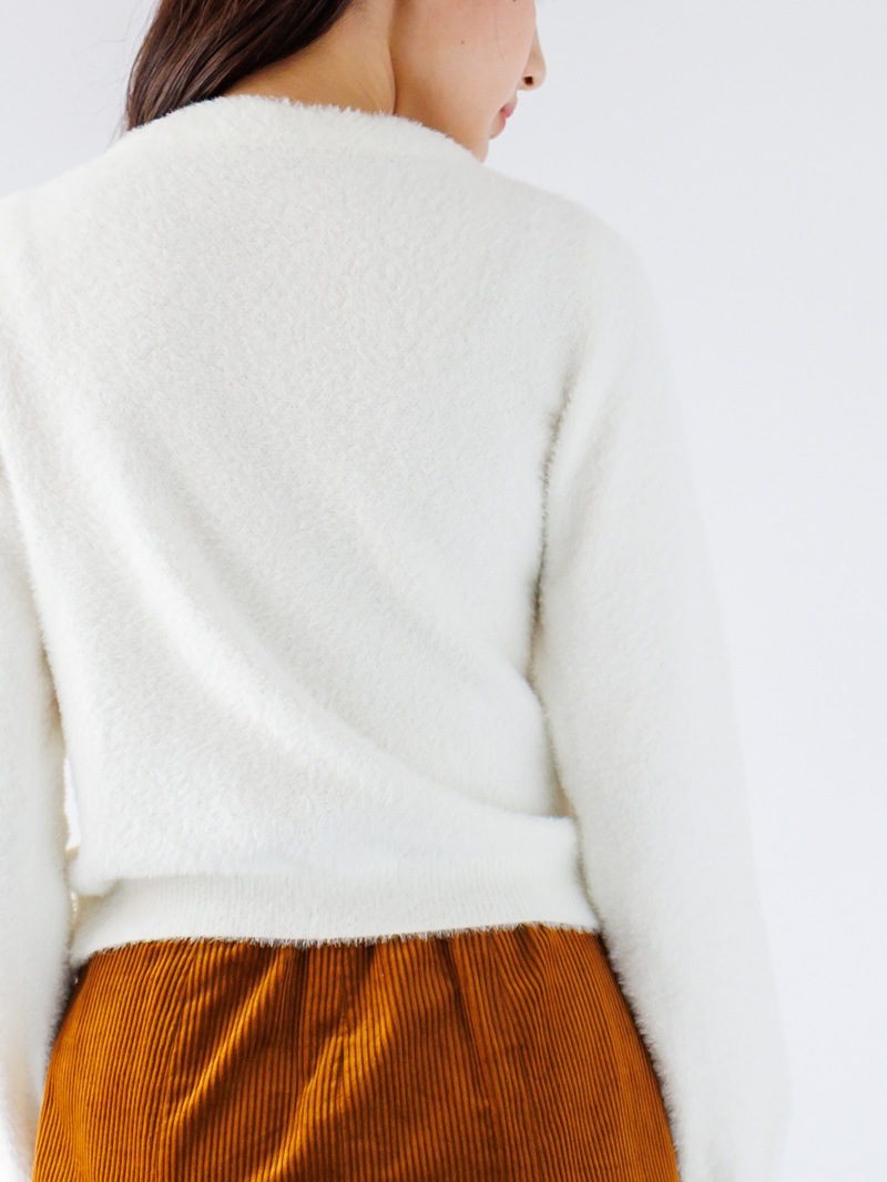 ミンクライクファー立衿ケーブル柄ニット＜アウトレット均一価格＞