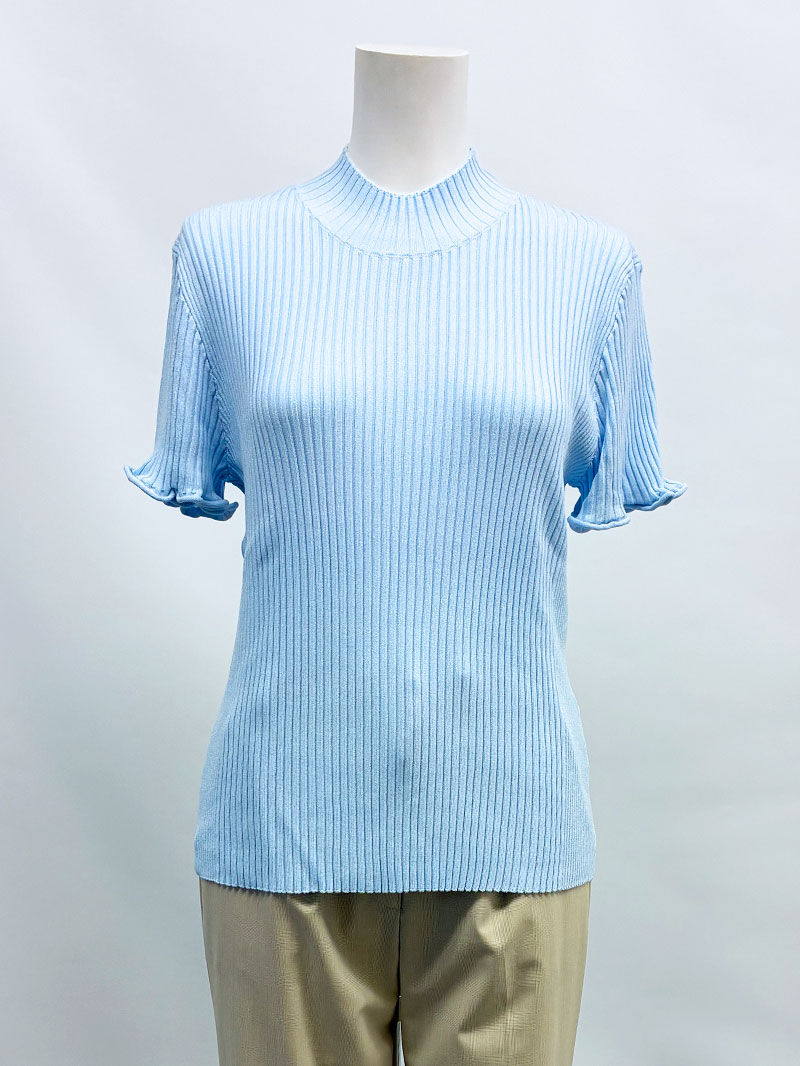 【65%OFF】袖口フリルハイネックニット