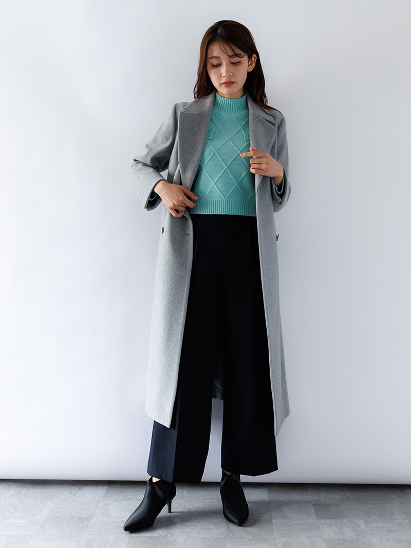 【20%OFF】ダイヤ柄編みタブ付ニット